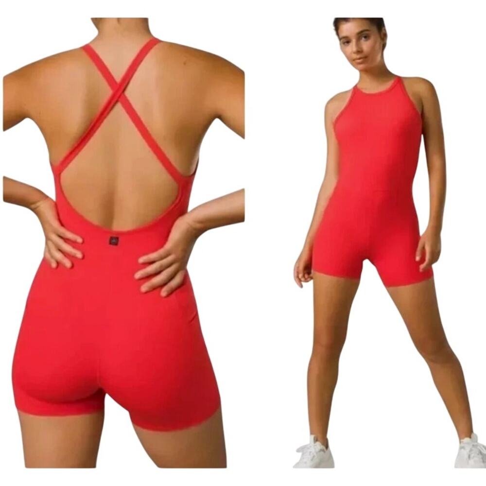 Prana Women's Red Sleeveless Romper Jumpsuit